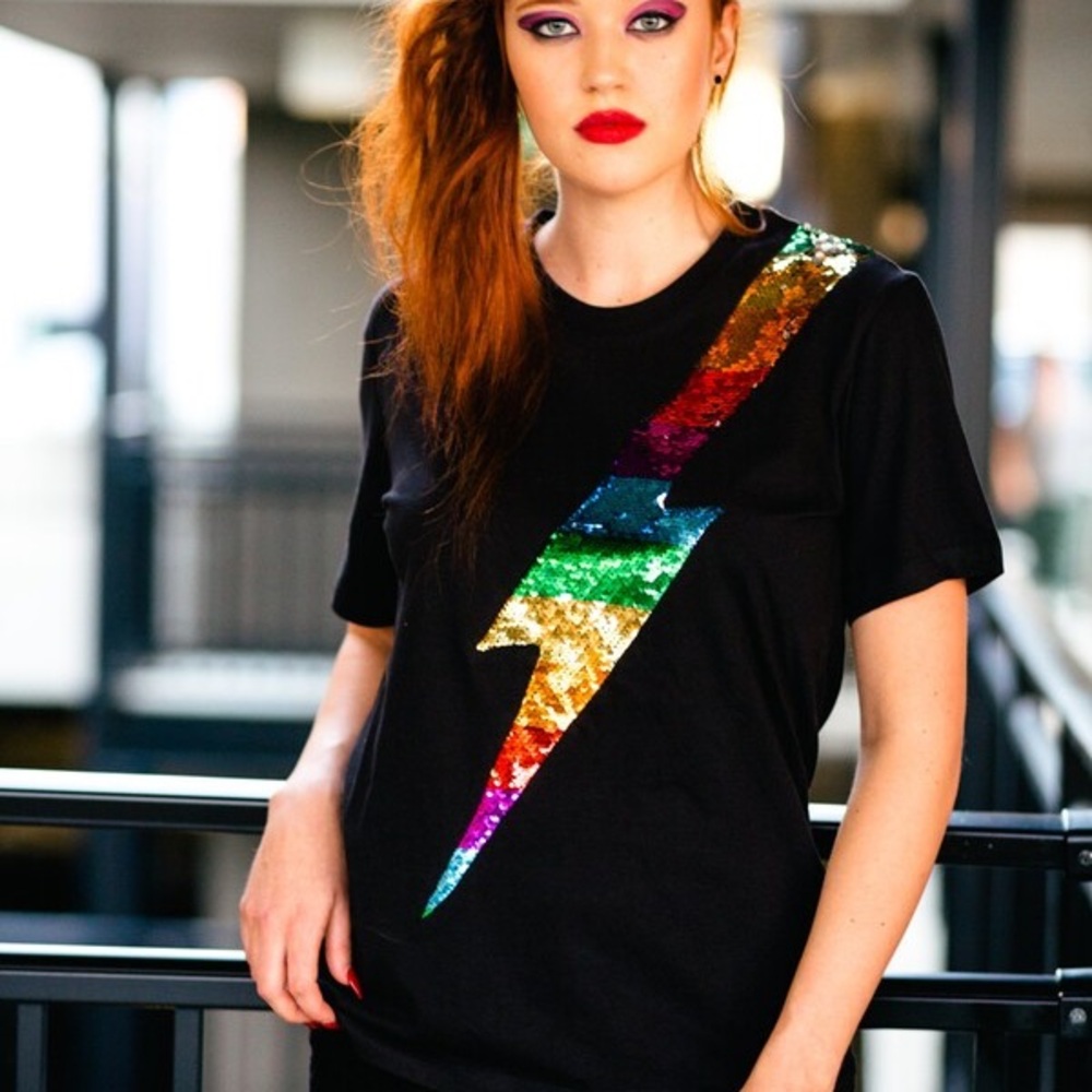 Sequin Lightning Bolt T-Shirt